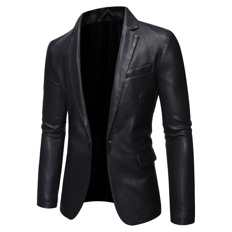 Herren elegante Kunstlederjacke mit modernem Schnitt