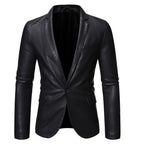 Herren elegante Kunstlederjacke mit modernem Schnitt