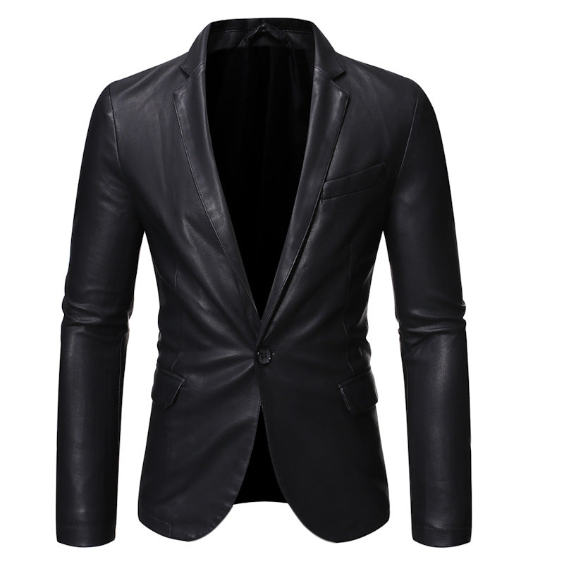 Herren elegante Kunstlederjacke mit modernem Schnitt