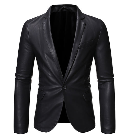 Herren elegante Kunstlederjacke mit modernem Schnitt R&B
