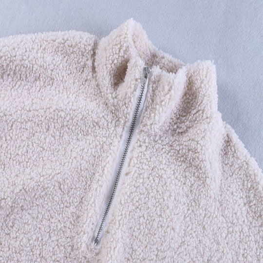 Damen kuschelige Fleece-Pullover mit halbhohem Kragen R&B