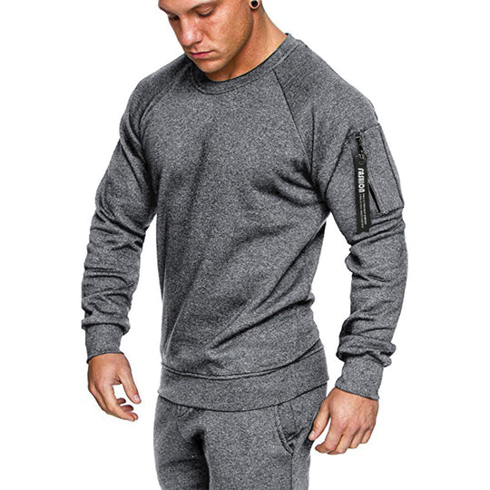 Herren sportlicher Sweatshirt mit praktischer Reißverschlusstasche R&B