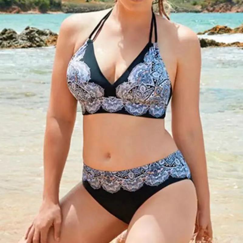 Damen Triangel-Bikini mit kontrastierenden Dessins R&B
