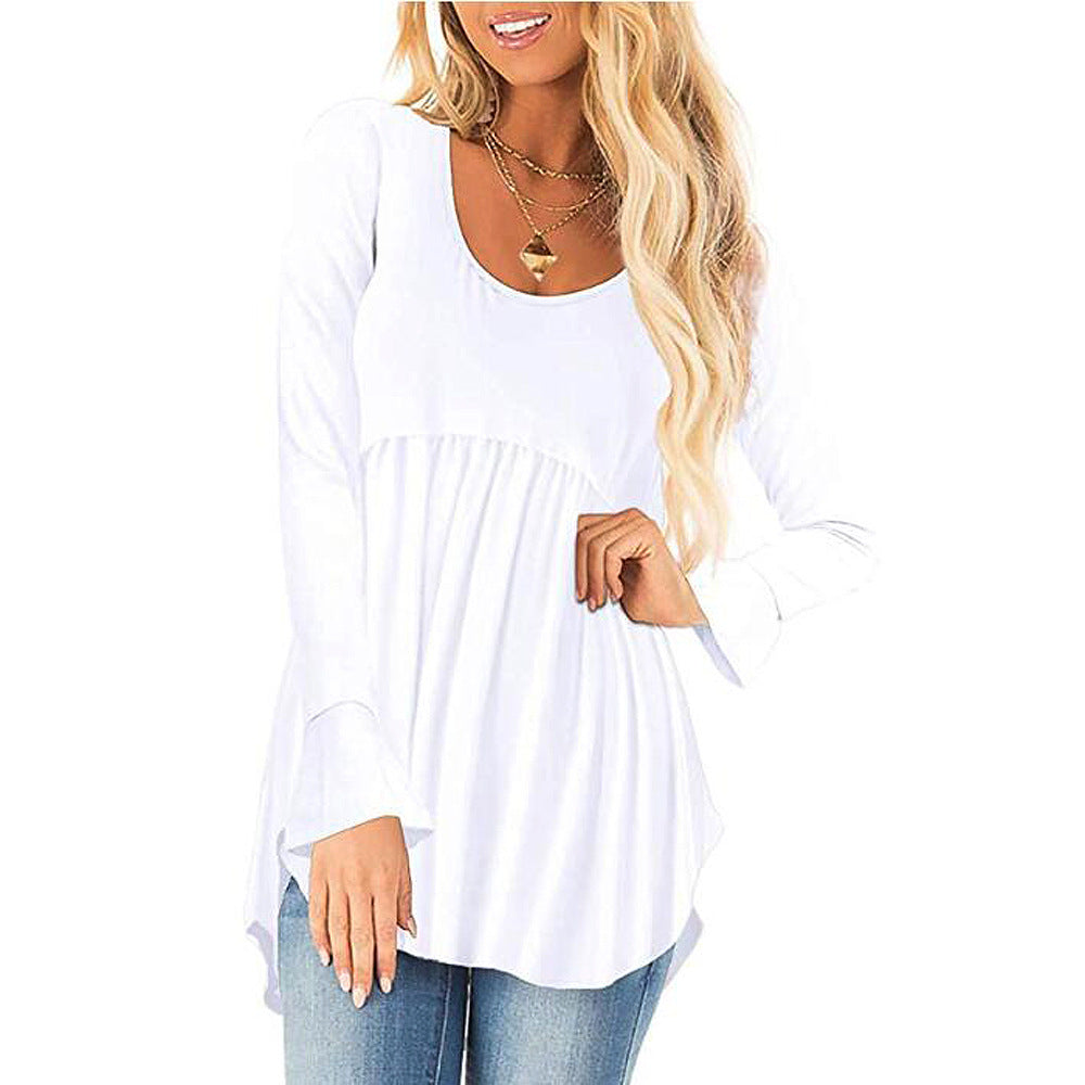 Damen weites Langarmshirt mit asymmetrischem Saum und lässigem Schnitt R&B