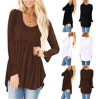 Damen weites Langarmshirt mit asymmetrischem Saum und lässigem Schnitt R&B