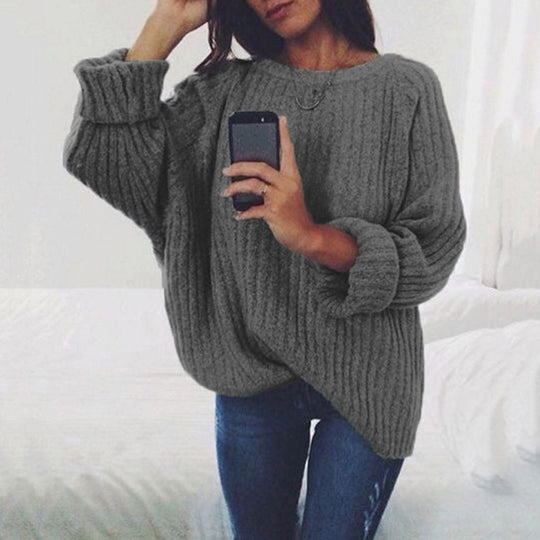 Damen Grobstrickpullover mit lockerer Passform und trendigem Rippenmuster R&B