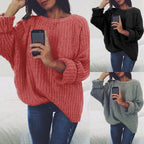 Damen Grobstrickpullover mit lockerer Passform und trendigem Rippenmuster