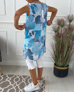 R&B | Lässiges Longtop mit Farbenfrohem Blumenprint