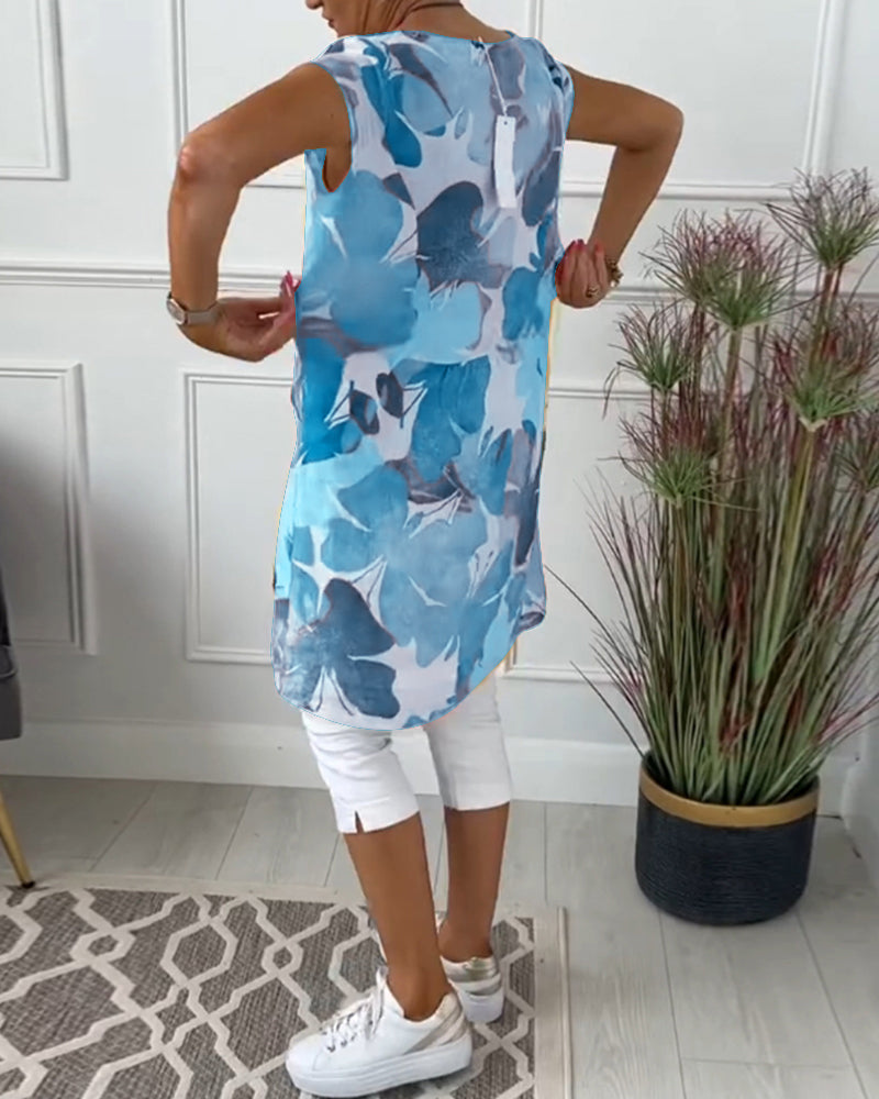 R&B | Lässiges Longtop mit Farbenfrohem Blumenprint