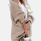 R&B | Woll Übergroßer Cardigan Gerippter Offener Fronttaschen Cardigan