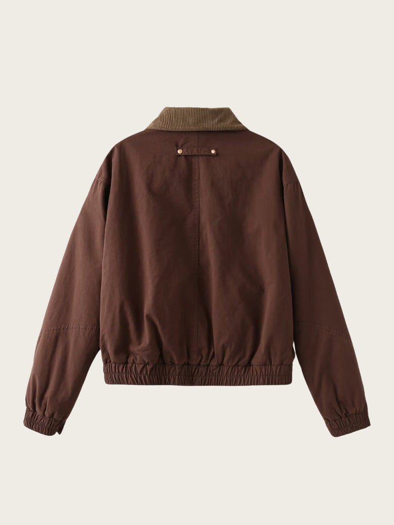 R&B | Casual Bomberjacke Cord Kragen Reißverschluss Oberbekleidung