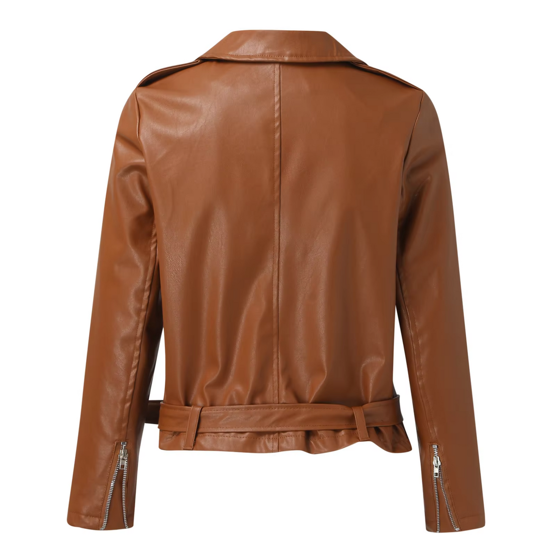 R&B | jacke Damen Biker Modell mit Gürtel und Reißverschlussdetails