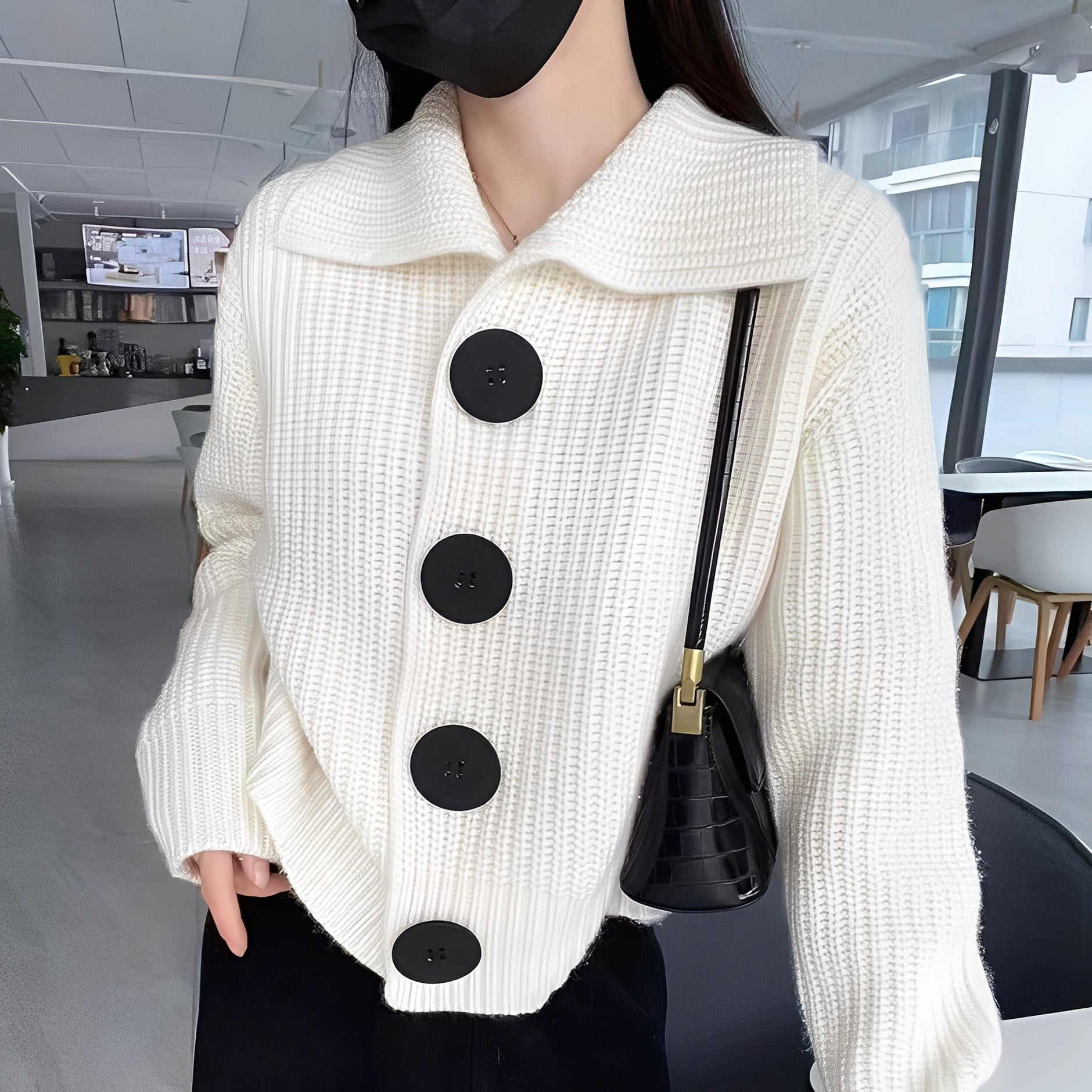 R&B | modischer Cardigan mit großen Knöpfen für Frauen
