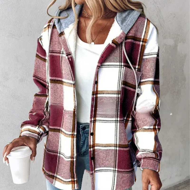 R&B | Gestreifte Kapuzenstrickjacke