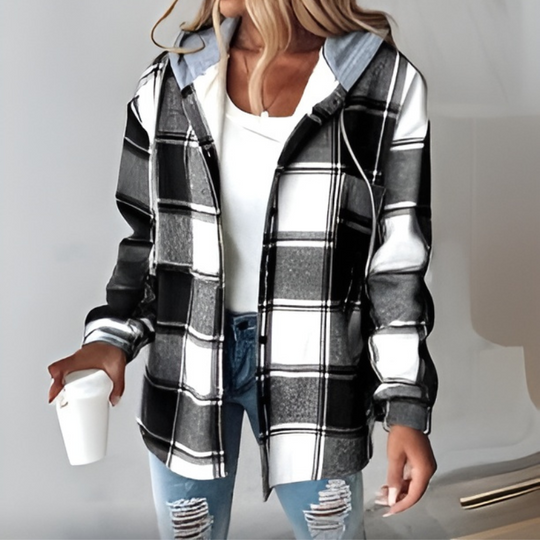 R&B | Gestreifte Kapuzenstrickjacke