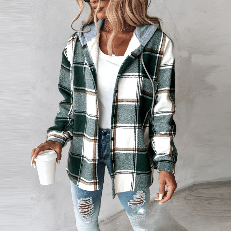 R&B | Gestreifte Kapuzenstrickjacke