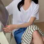 Damen Basic Kurzarm T-Shirt Locker Slim Fit