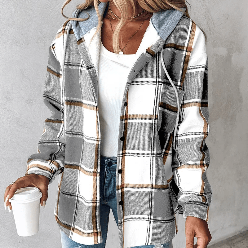 R&B | Gestreifte Kapuzenstrickjacke
