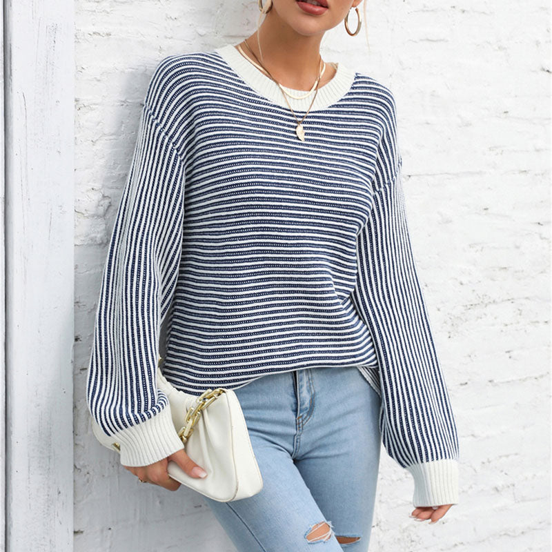 R&B | Klassische Gestreifte Strickjacke Acryl Stylisch und Bequem