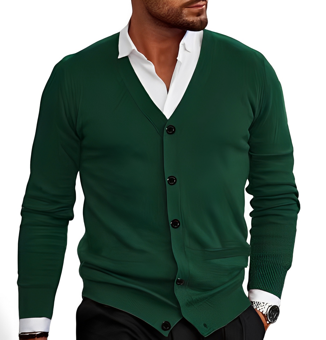 R&B | Eleganter Cardigan mit Knopfblende für Herren