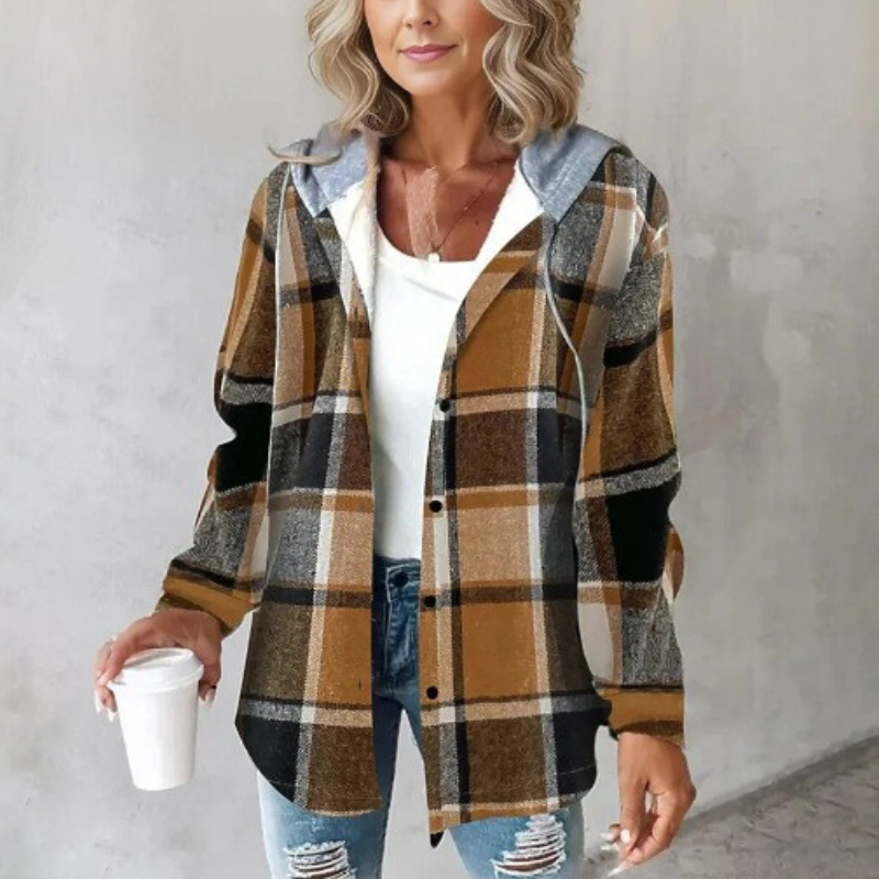 R&B | Gestreifte Kapuzenstrickjacke