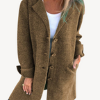 R&B | Frauen Wollmischung Langjacke mit Knopfverschluss