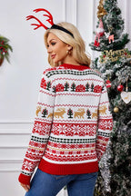 R&B | Weihnachtlicher Rundhals bestickter Strickpullover