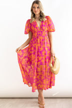 R&B | Real Love Print Puffärmel Maxi Kleid