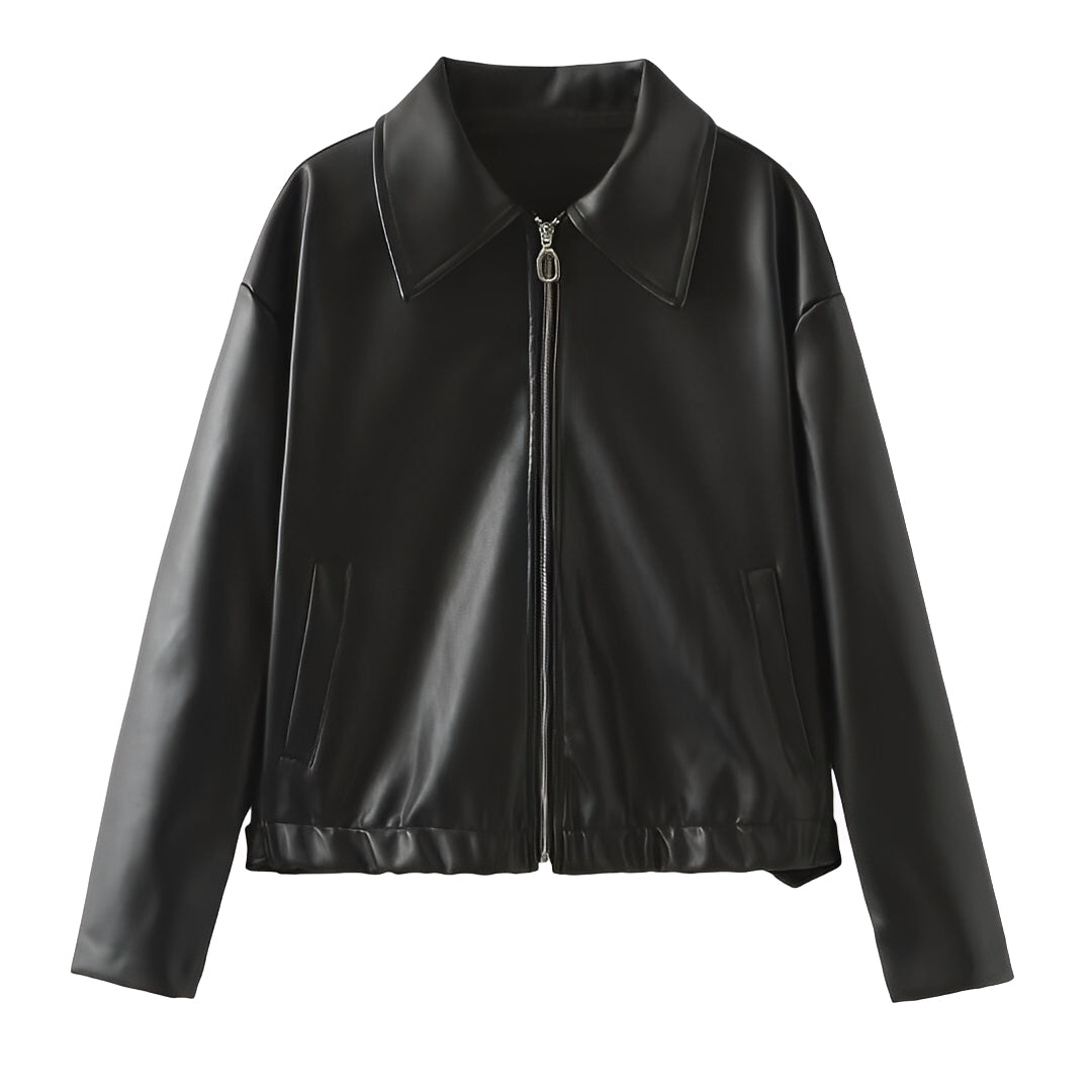 R&B | Trendige Damenjacke aus Lederimitat mit Zipper