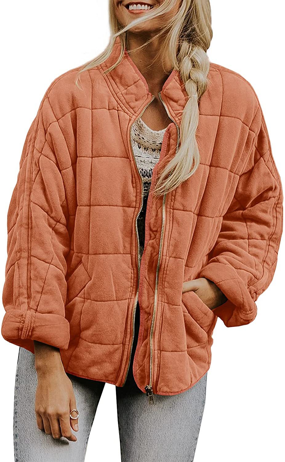 R&B | Warm Plaid-Jacke mit Taschen für Frauen