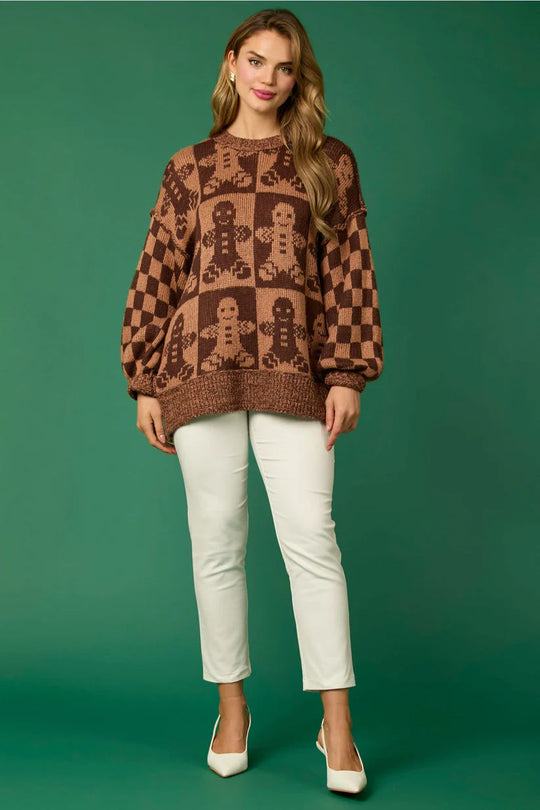 R&B | Zuckerstangen-Weihnachtsnadeln & Lebkuchenmann Strickpullover