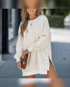 R&B | Sweatshirtkleid mit Langen Ärmeln Reißverschluss und Schlitz