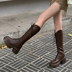 R&B | Hohe Stiefel Damenstiefel mit Schnürung und Robuster Ferse