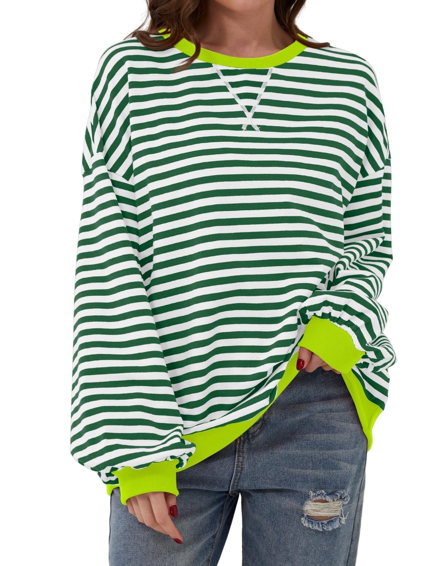 R&B | Eleganter, lockerer Damenpullover mit Streifen
