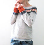 R&B | Grau Strickpullover mit Farbenfrohem Muster Wollmischung Warm und Bequem