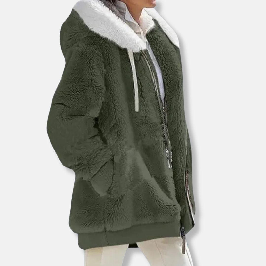 R&B | Fleece Übergroße Fleecejacke Kapuzen-Reißverschlussjacke