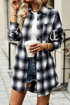R&B | Karierte Kurze Hemdjacke mit abgerundetem Saum