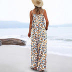 R&B | Verstellbarer Schultergurt Druck lässig Hosenträger floral Jumpsuit