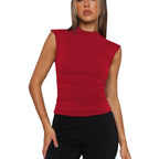 R&B | Semi-Rollkragen einfarbig slim-fit ärmellose Spice Girl Weste
