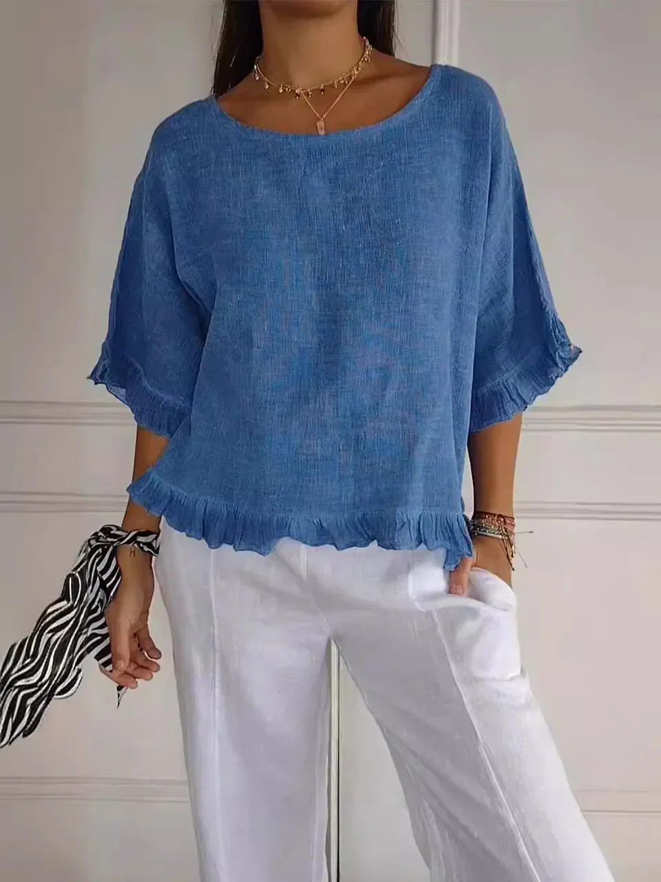Feminine Rüschenbluse aus hochwertigem Stoff