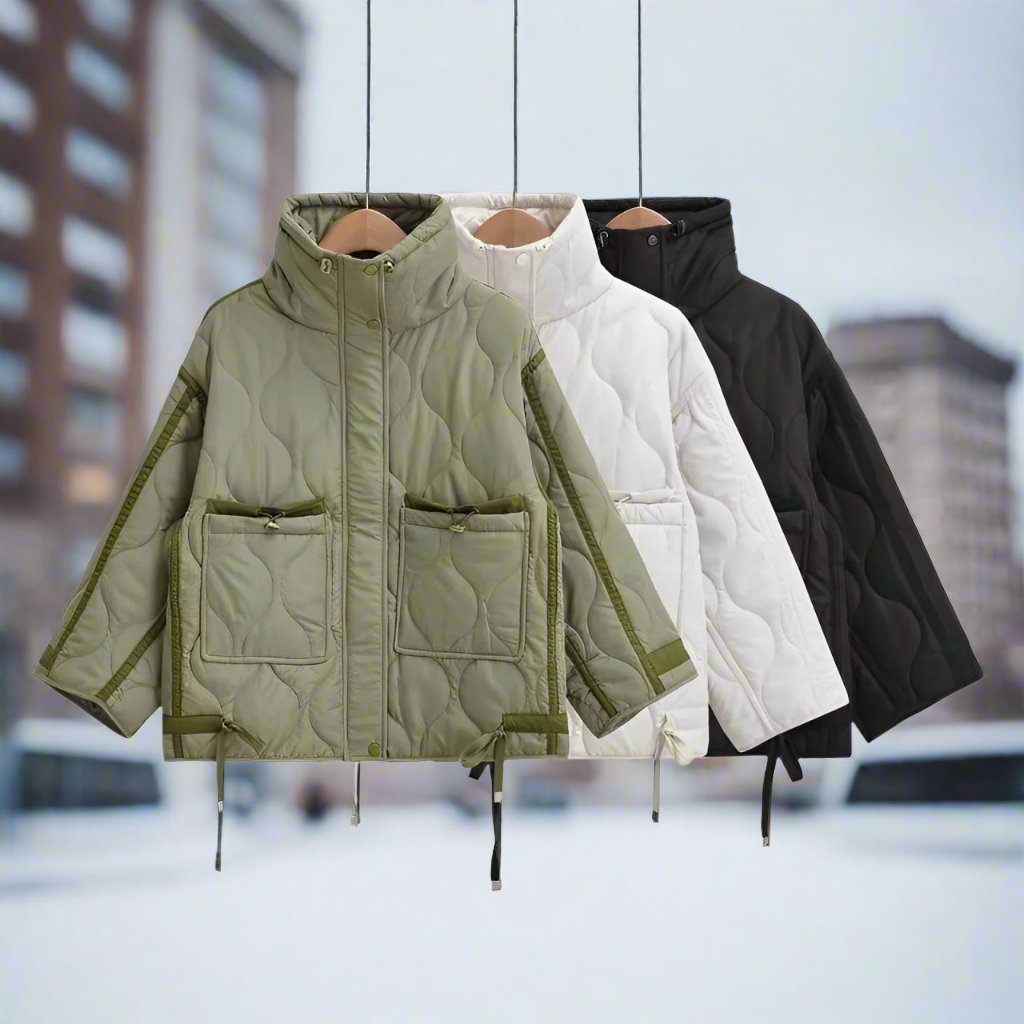 R&B | Baumwolljacke Hüftlang mit Stehkragen und Kordelzug