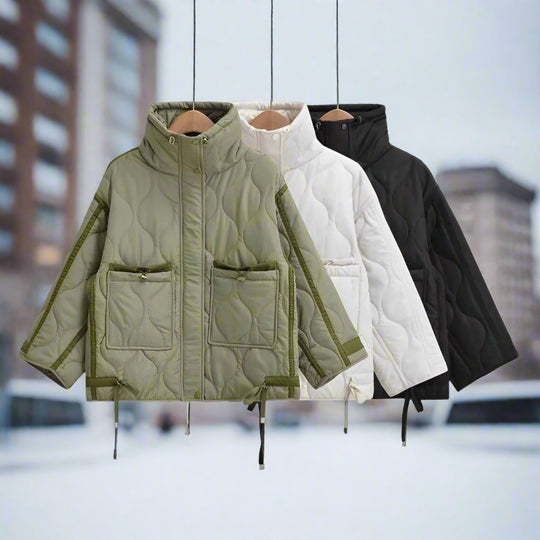 R&B | Baumwolljacke Hüftlang mit Stehkragen und Kordelzug