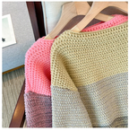 R&B | Damen Oversized Strickpullover mit Patchwork-Design