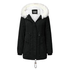 Damen modischer Winterparka mit abnehmbarem Kunstfellkragen und verstellbarem Taillenzug