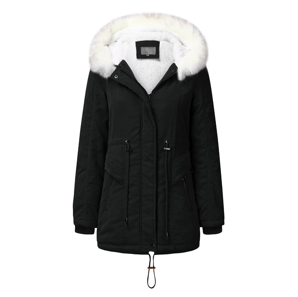 Damen modischer Winterparka mit abnehmbarem Kunstfellkragen und verstellbarem Taillenzug