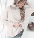 Damen lässiger Pullover mit hochgeschlossenem Kragen und strukturierter Maschenoptik R&B