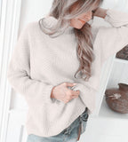 Damen lässiger Pullover mit hochgeschlossenem Kragen und strukturierter Maschenoptik R&B