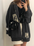 R&B | Hoodie mit Gepatchten Bildern Und Reißverschluss