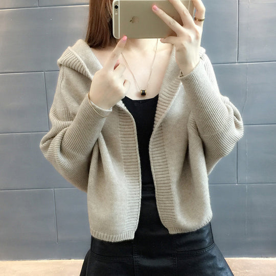Damen Hübscher Strickcardigan mit Kapuze R&B