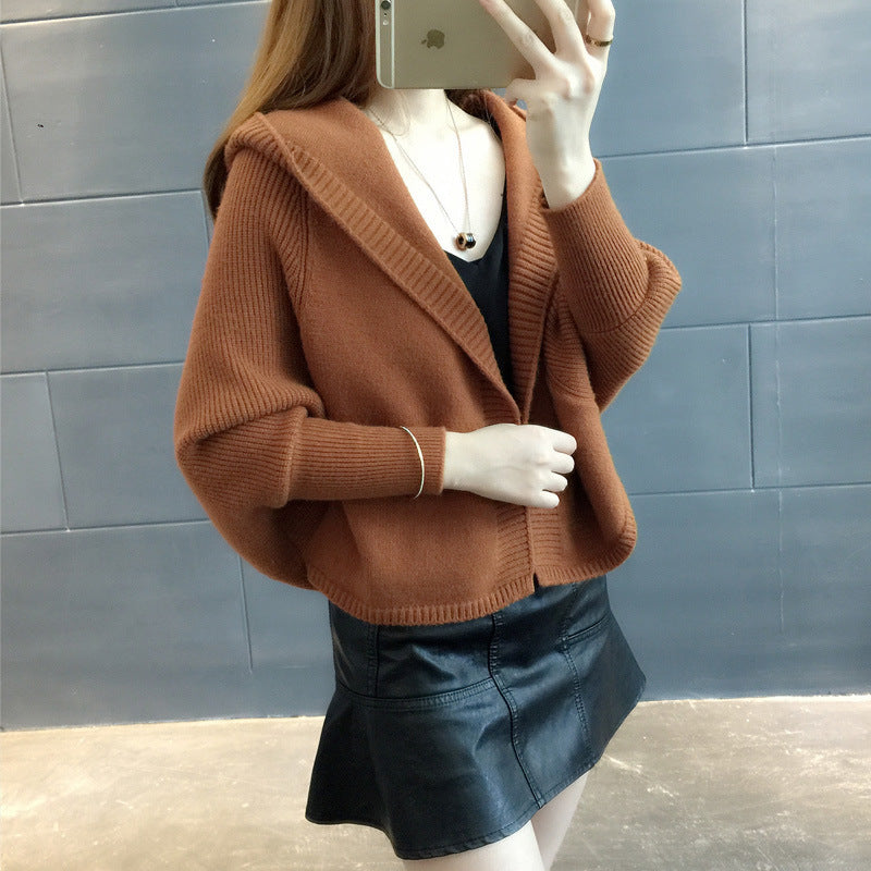 Damen Hübscher Strickcardigan mit Kapuze R&B